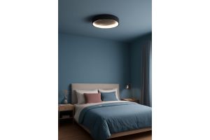 Stmívatelný lustr do ložnice - Trio 671290132 LED přisazené stropní svítidlo Girona 1x48W | SMD | 5600lm | 2700-6000K - stmívatelné, nastavení teploty osvětlení, paměťová funkce, noční režim, dálkové ovládání matná černá