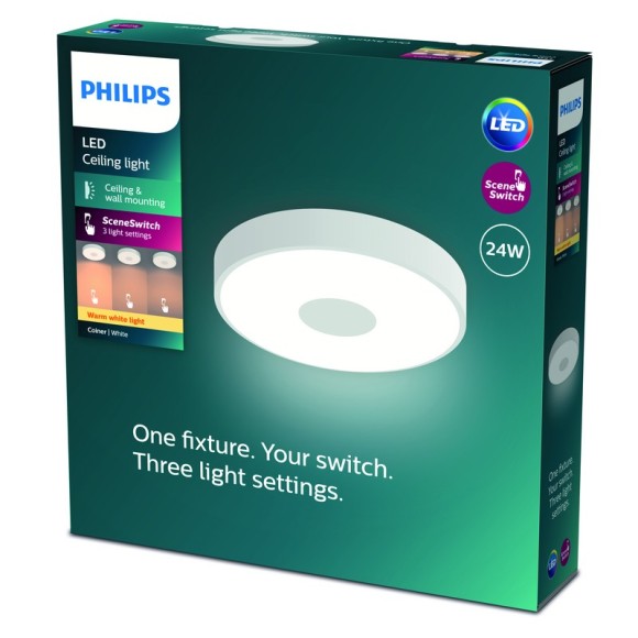 Philips 8720169301252 LED přisazené stropní svítidlo Coiner  | 24W integrovaný LED zdroj | 2700lm | 2700K